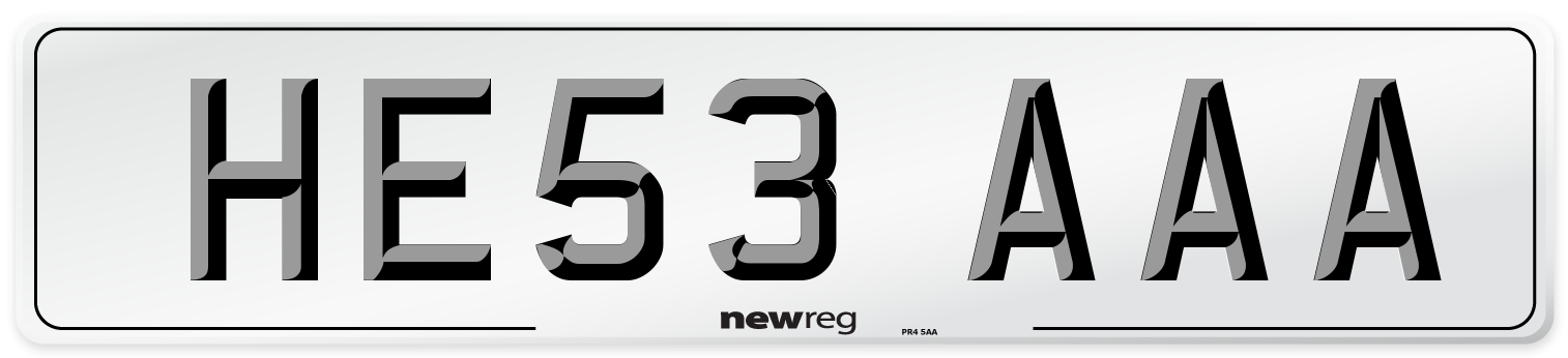 HE53 AAA Number Plate from New Reg